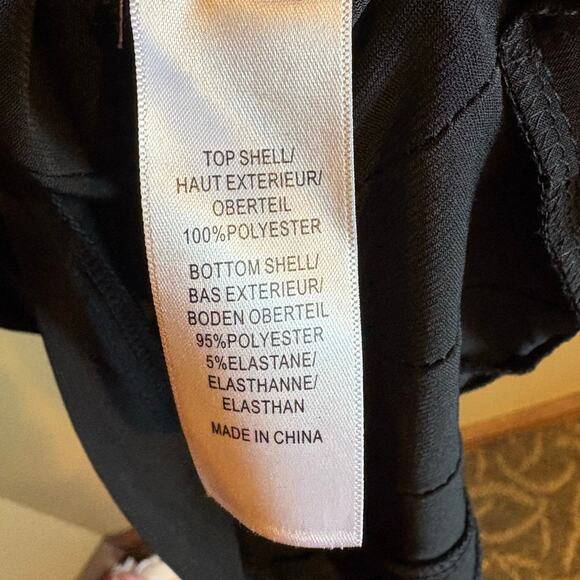 ADRIANNA PAPELL Size 6 Black Chiffon Drape Overlay Banded Abv. Knee Dress - Picture 4 of 5